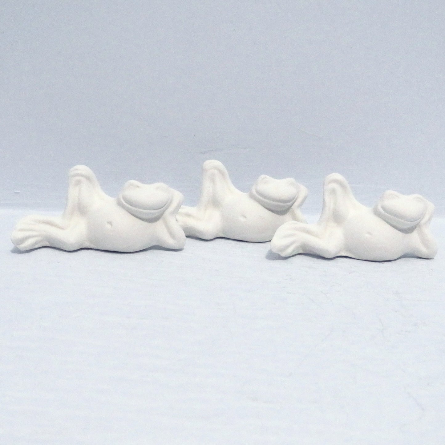 Small Unpainted Ceramic Bisque Frog Figurines / Set of 3 Frog Statues / Bisqueware / Ceramics to Paint / Paint it Yourself / Ready to Paint