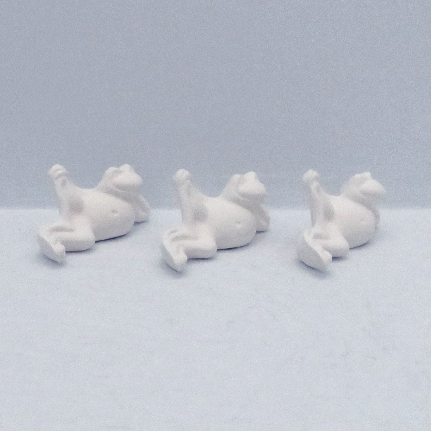 Small Unpainted Ceramic Bisque Frog Figurines / Set of 3 Frog Statues / Bisqueware / Ceramics to Paint / Paint it Yourself / Ready to Paint