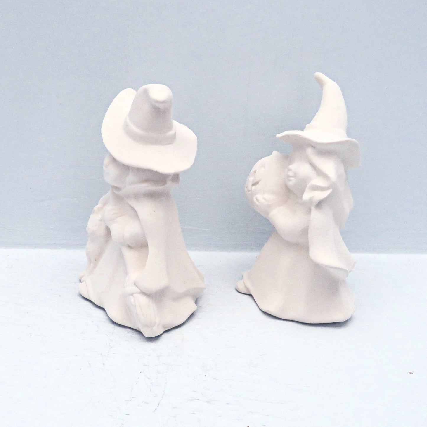 Handmade Ceramic Witch Statues, Witch Figurines, Halloween Decor, Unpainted Bisque, Ready to Paint Ceramics, Paintable Ceramics