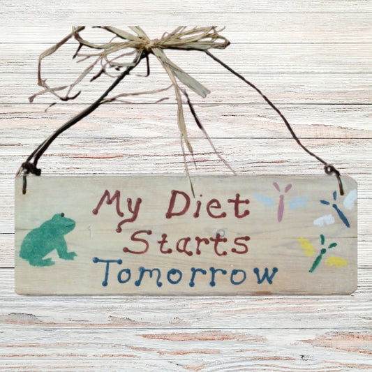 Wood Sign / Wood Wall Art/ My Diet Sign / Frog Decor, Rustic Wood Wall Art / Rustic Sign / Hand Painted Sign