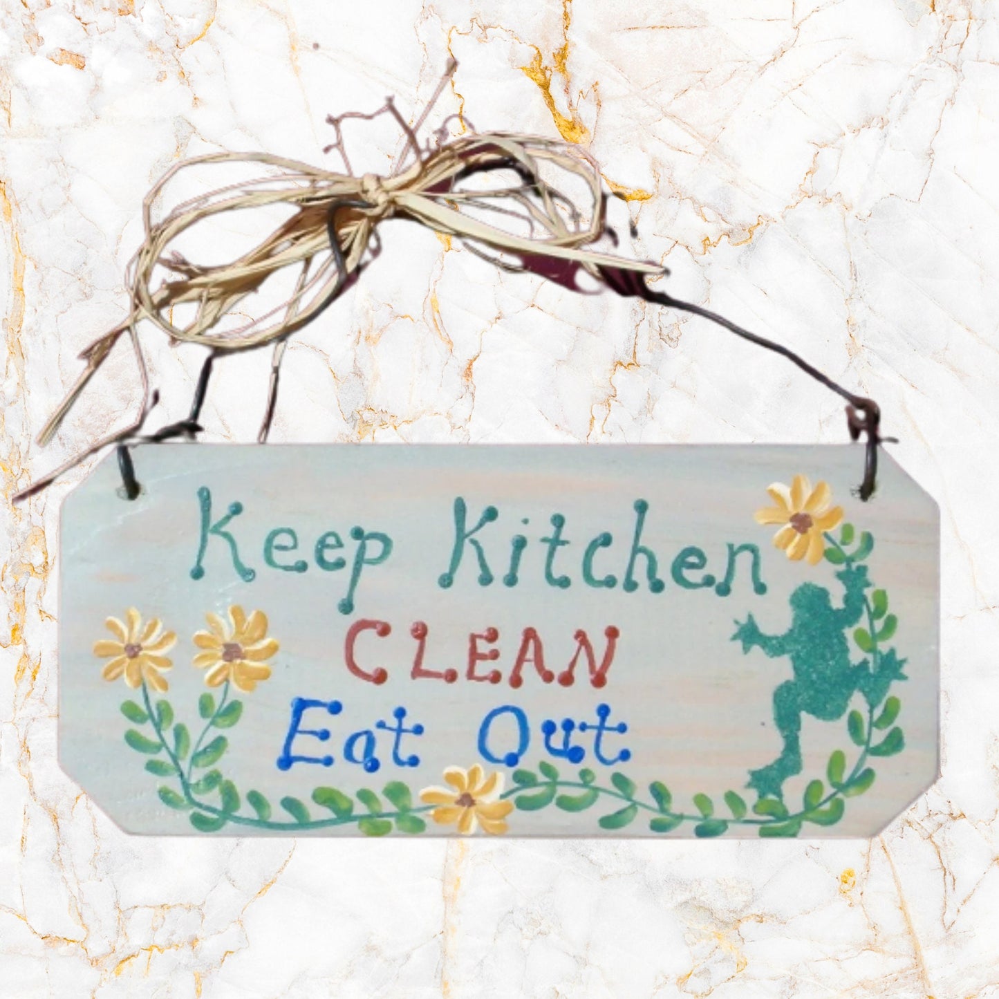 Handmade Rustic Wood Sign For Kitchen / Kitchen Wall Art / Frog Decor / Rustic Wood Wall Decor / Hand Painted Wooden Kitchen Sign