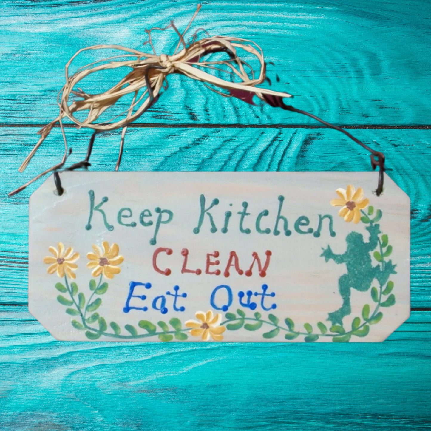 Handmade Rustic Wood Sign For Kitchen / Kitchen Wall Art / Frog Decor / Rustic Wood Wall Decor / Hand Painted Wooden Kitchen Sign