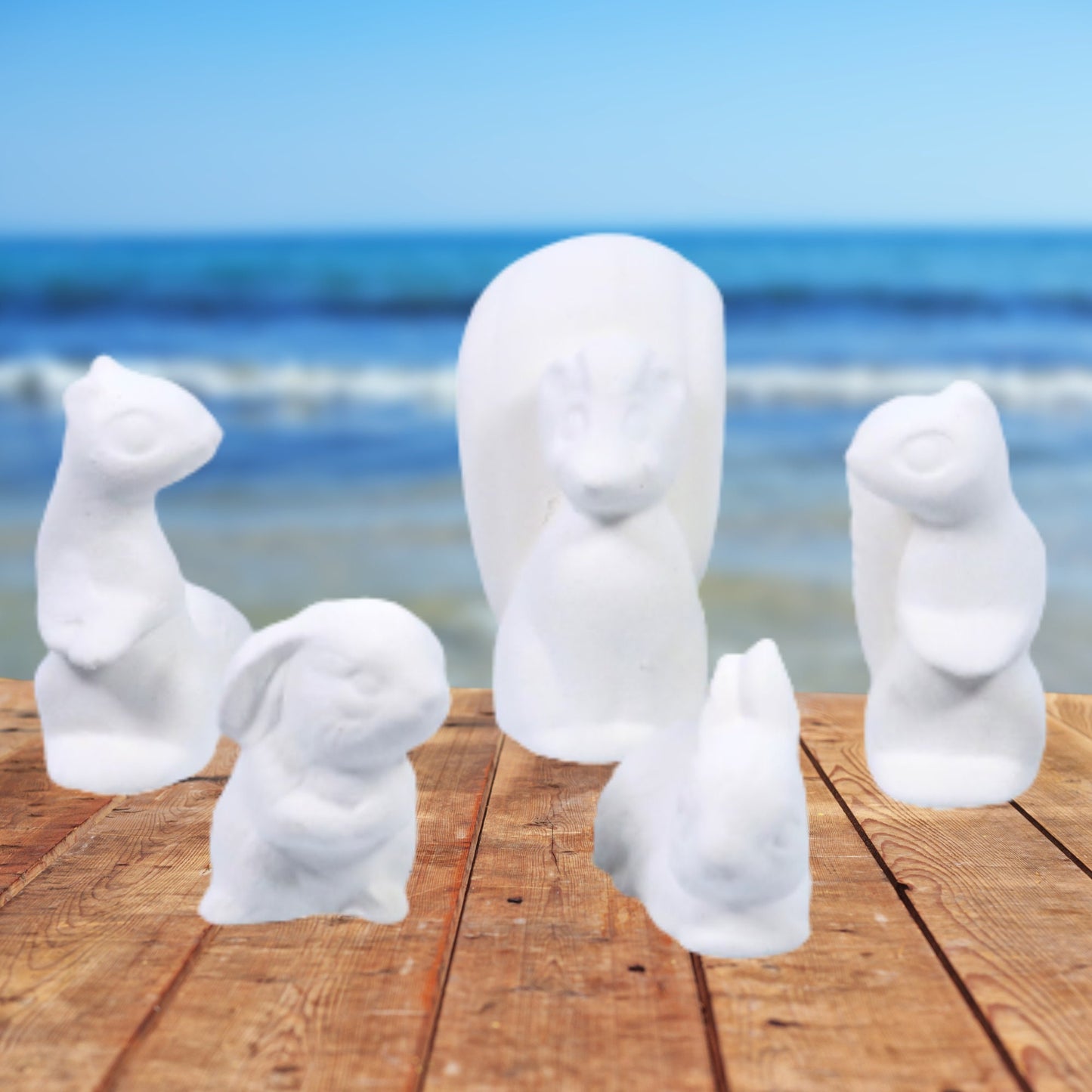 Small Woodland Ceramic Bisque Animals / Unpainted Ceramics / Ready to Paint / Squirrel Figurines / Skunk Figurine / Bunny Figurines