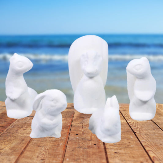 Small Woodland Ceramic Bisque Animals / Unpainted Ceramics / Ready to Paint / Squirrel Figurines / Skunk Figurine / Bunny Figurines