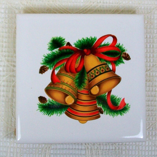 Ceramic Trivet with Christmas Bells | Ceramic Spoon Rest | Ceramic Coaster | Christmas Decor | Kitchen Trivet | Christmas Trivets