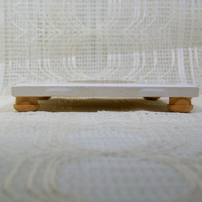 White Ceramic Trivet with Angel | Ceramic Coaster | Kitchen Trivet | Spoon Rest