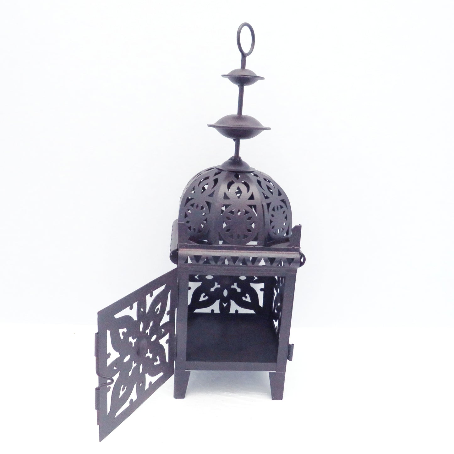 Vintage Brown Metallic Votive Candle Holder With Door and Metallic Carvings / Vintage Decor / Candle Lover Gift / Hanging Votive Holder