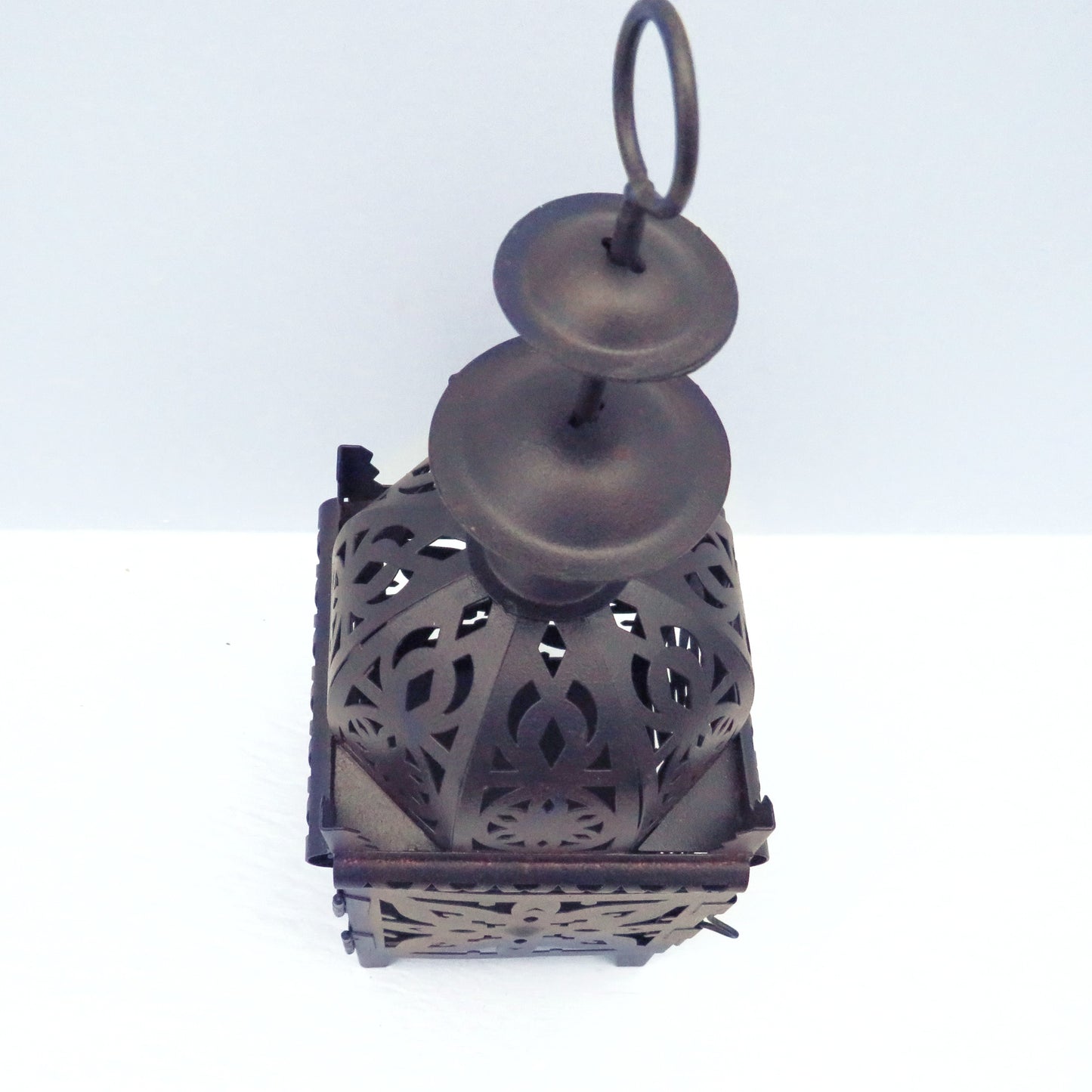 Vintage Brown Metallic Votive Candle Holder With Door and Metallic Carvings / Vintage Decor / Candle Lover Gift / Hanging Votive Holder