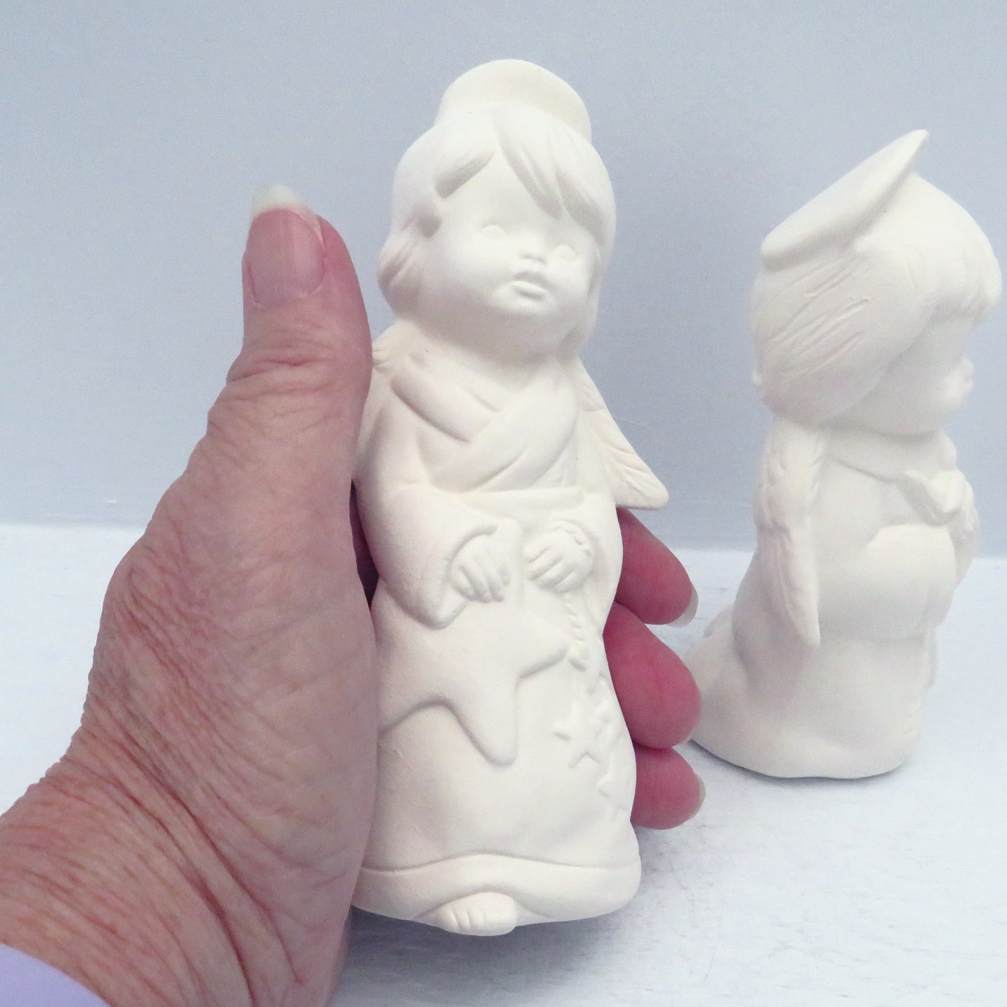 Handmade Ready to Paint Set of 3 Angel Figurines