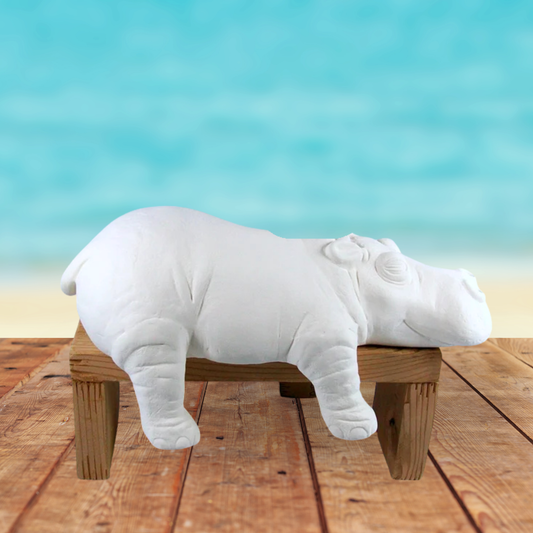 Large Unpainted Ceramic Hippo Figurine, Bisqueware  Ceramics to Paint, Paintable Ceramic Hippo Statue, Ready to Paint Hippo Decor