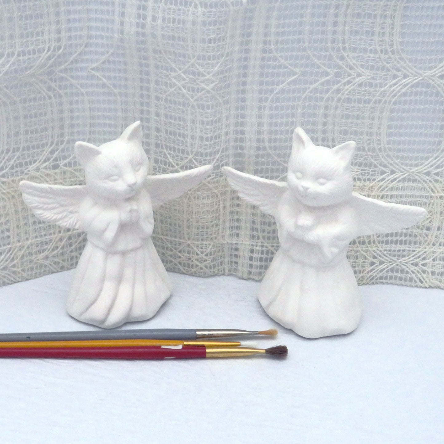 Handmade Unpainted Ceramic Cat Angel Figurines, Angel Cats, Bisqueware,  Ceramic Bisque, Ceramics to Paint