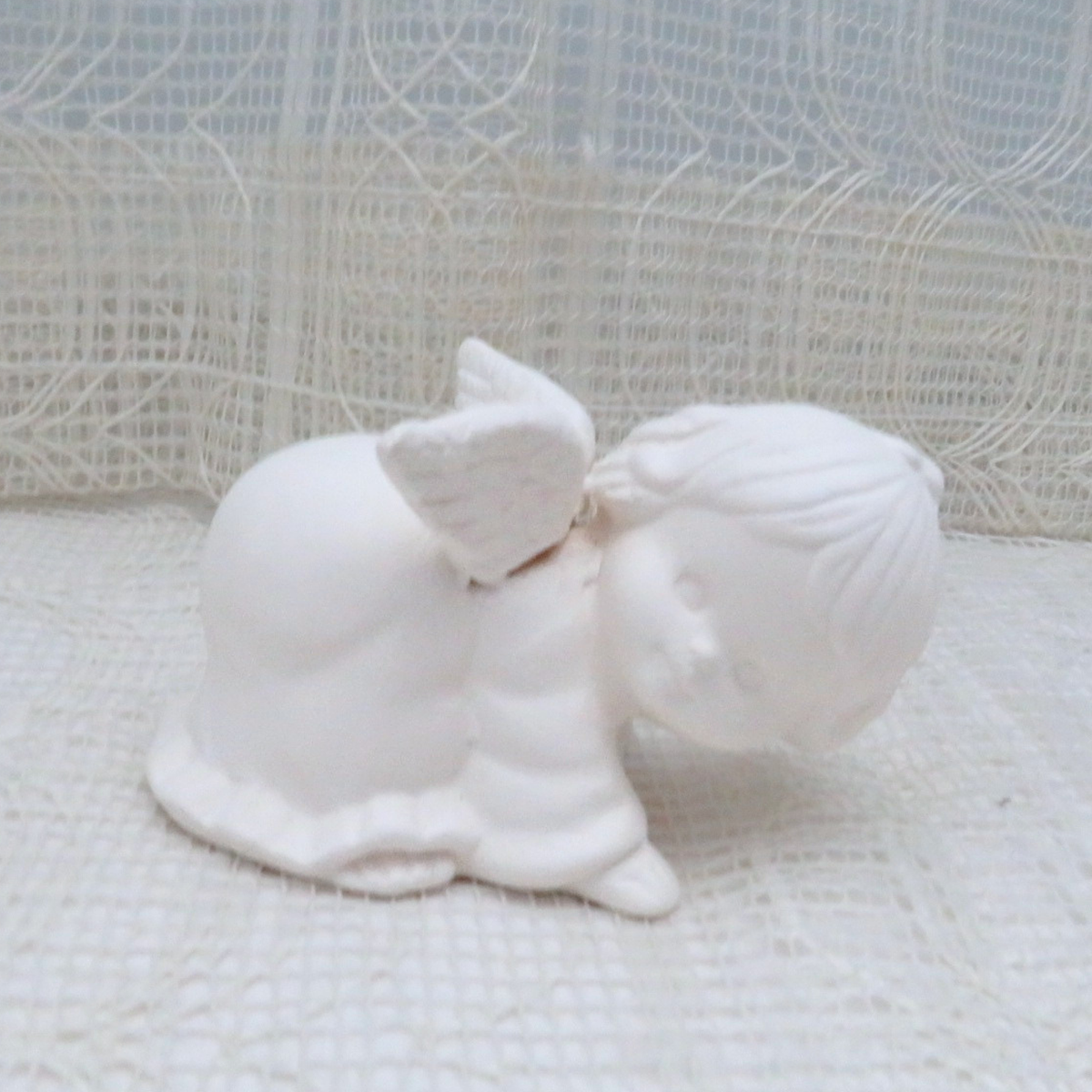Handmade Ready to Paint Unpainted Ceramic Bisque Playful Angel Figurine, Ceramics to Paint, Unpainted Angel Statue, Angel Gift, Angel Decor