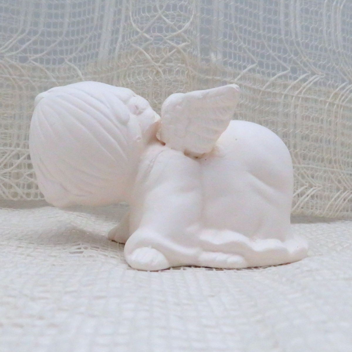 Handmade Ready to Paint Unpainted Ceramic Bisque Playful Angel Figurine, Ceramics to Paint, Unpainted Angel Statue, Angel Gift, Angel Decor