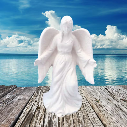 Ready to Paint Standing Ceramic Angel with Arms Outstretched, Angel Gift, Paintable Ceramics