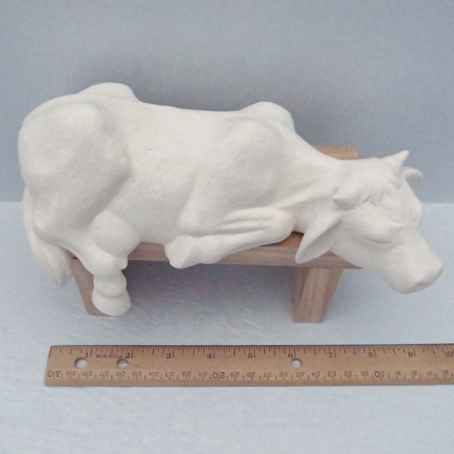 Large Handmade Ready to Paint Ceramic Sleepy Shelf Cow Figurine / Ceramic Cow to Paint / Cow Lover Gift / Cow Decor / Unpainted Bisqueware