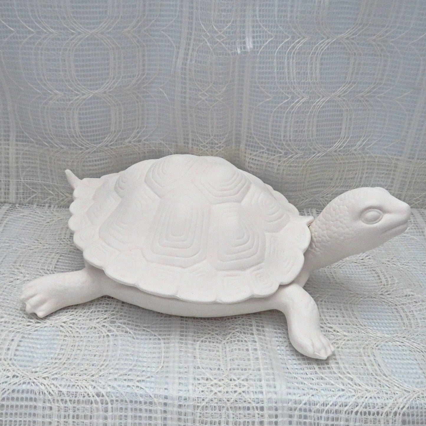 Large Ready to Paint Ceramic Turtle Dish with Lid, Unpainted Ceramic Turtle Figurine