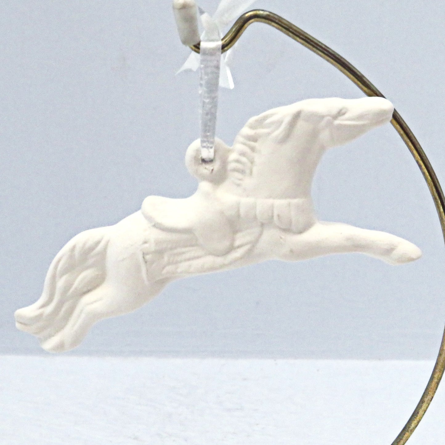 Handmade Ready to Paint Leaping Carousel Horse Ornament for Home Decor