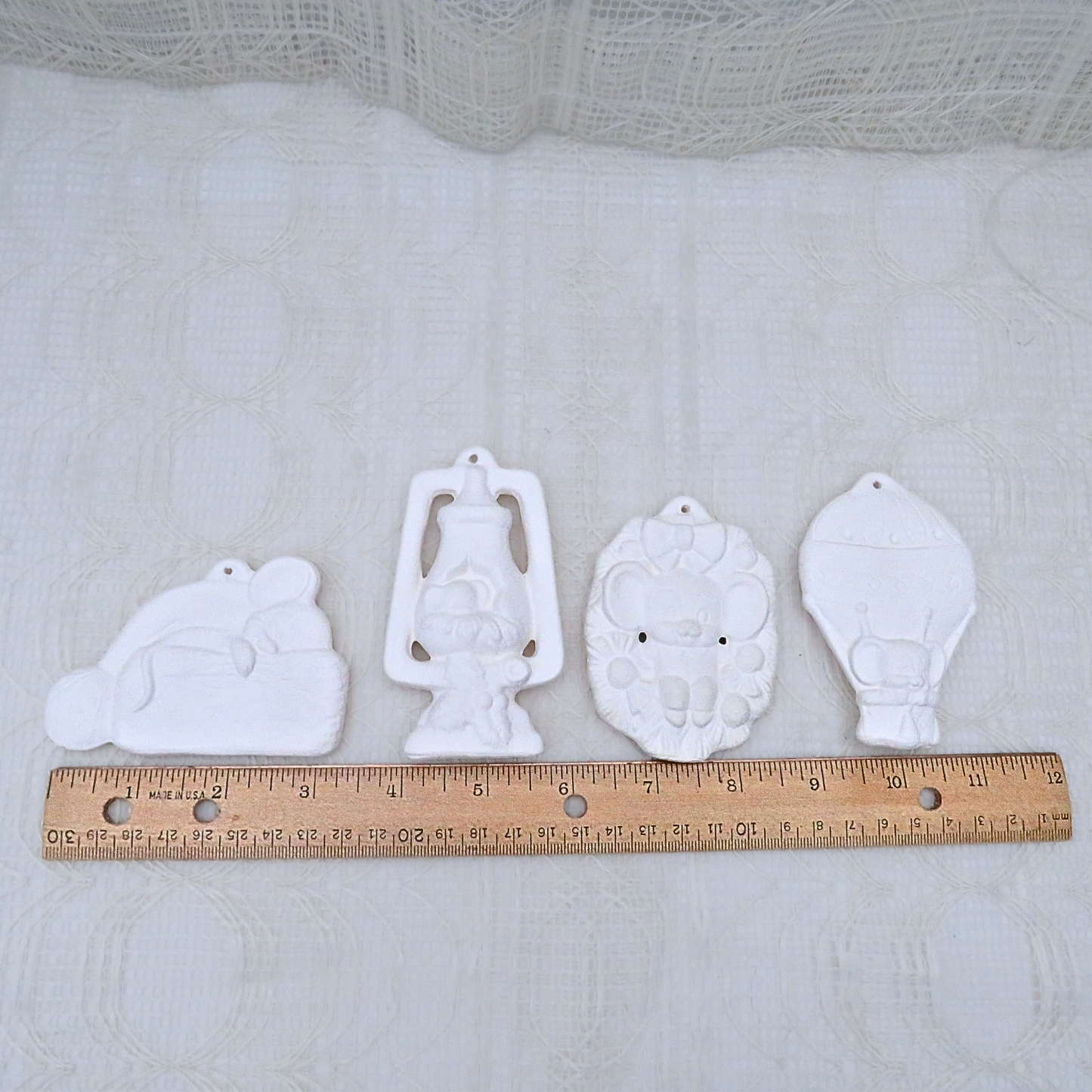 Handmade Unpainted Ceramic Bisque Christmas Tree Ornament, Ready to Paint Ceramic Ornament