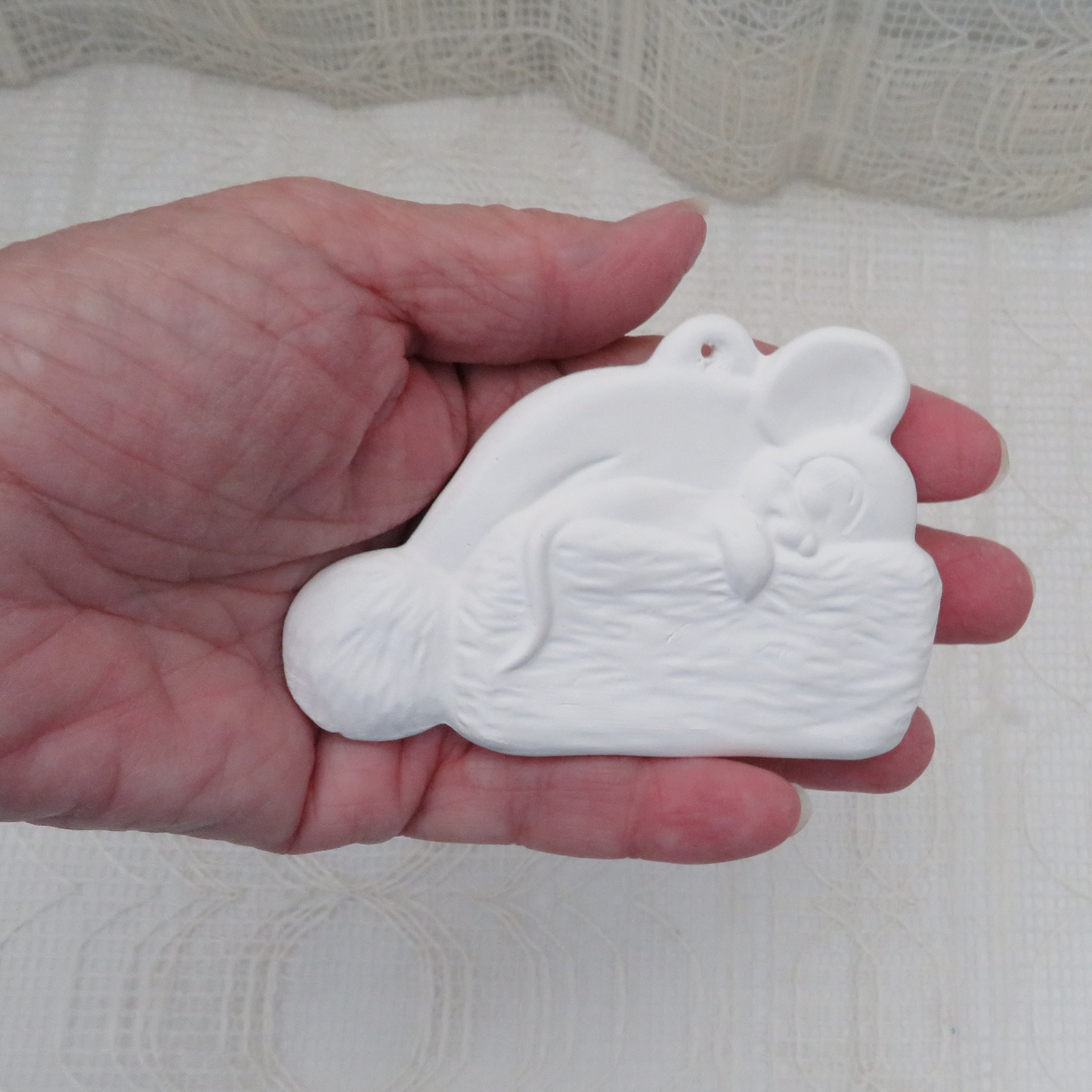 Handmade Unpainted Ceramic Bisque Christmas Tree Ornament, Ready to Paint Ceramic Ornament
