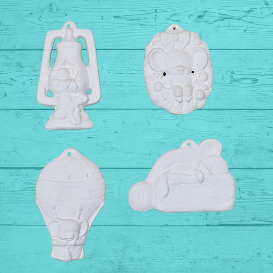 Handmade Unpainted Ceramic Bisque Christmas Tree Ornament, Ready to Paint Ceramic Ornament