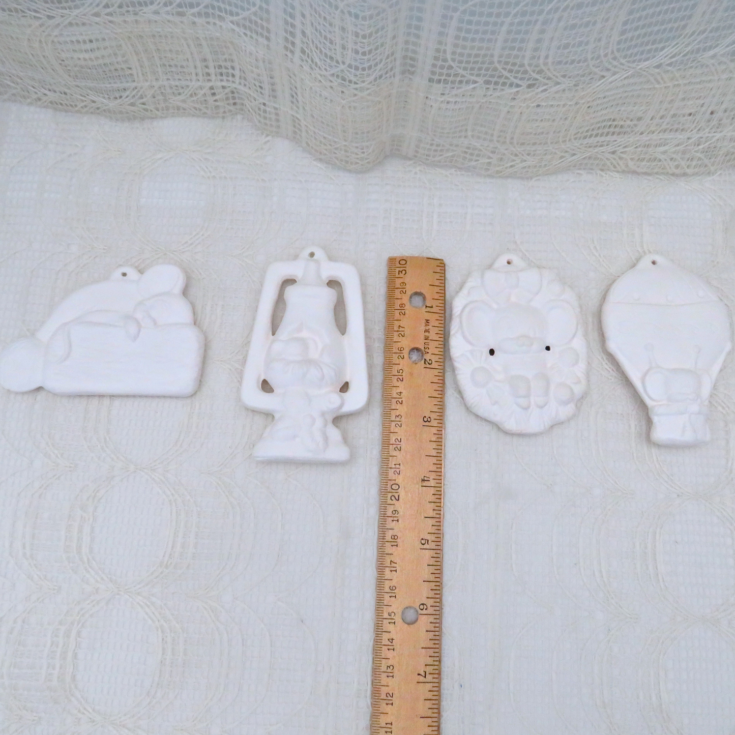 Handmade Unpainted Ceramic Bisque Christmas Tree Ornament, Ready to Paint Ceramic Ornament