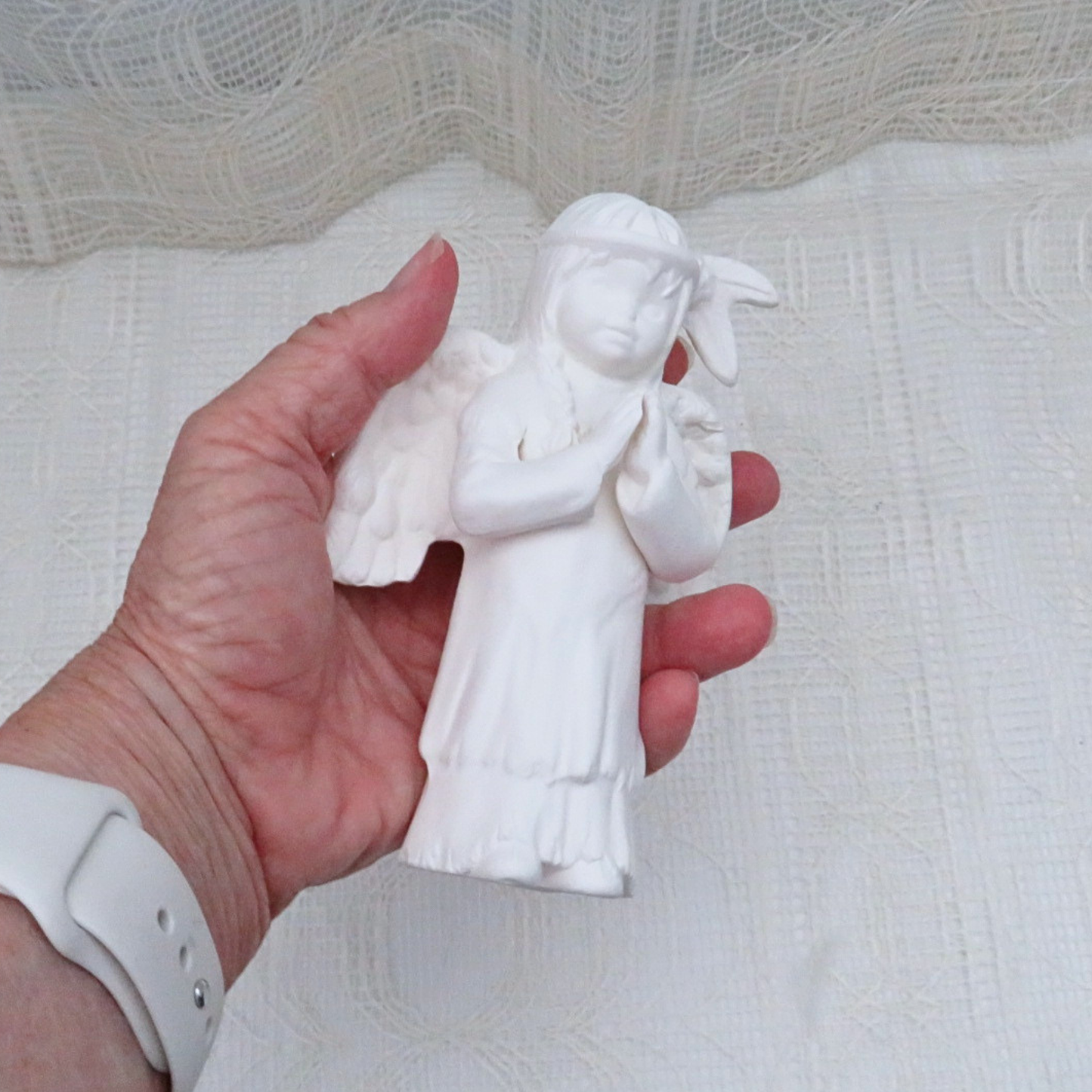 Handmade Unpainted Ceramic Angel Figurine, Native American Style Angel Statue, Ceramics to Paint, Paintable Ceramics, Paint It Yourself