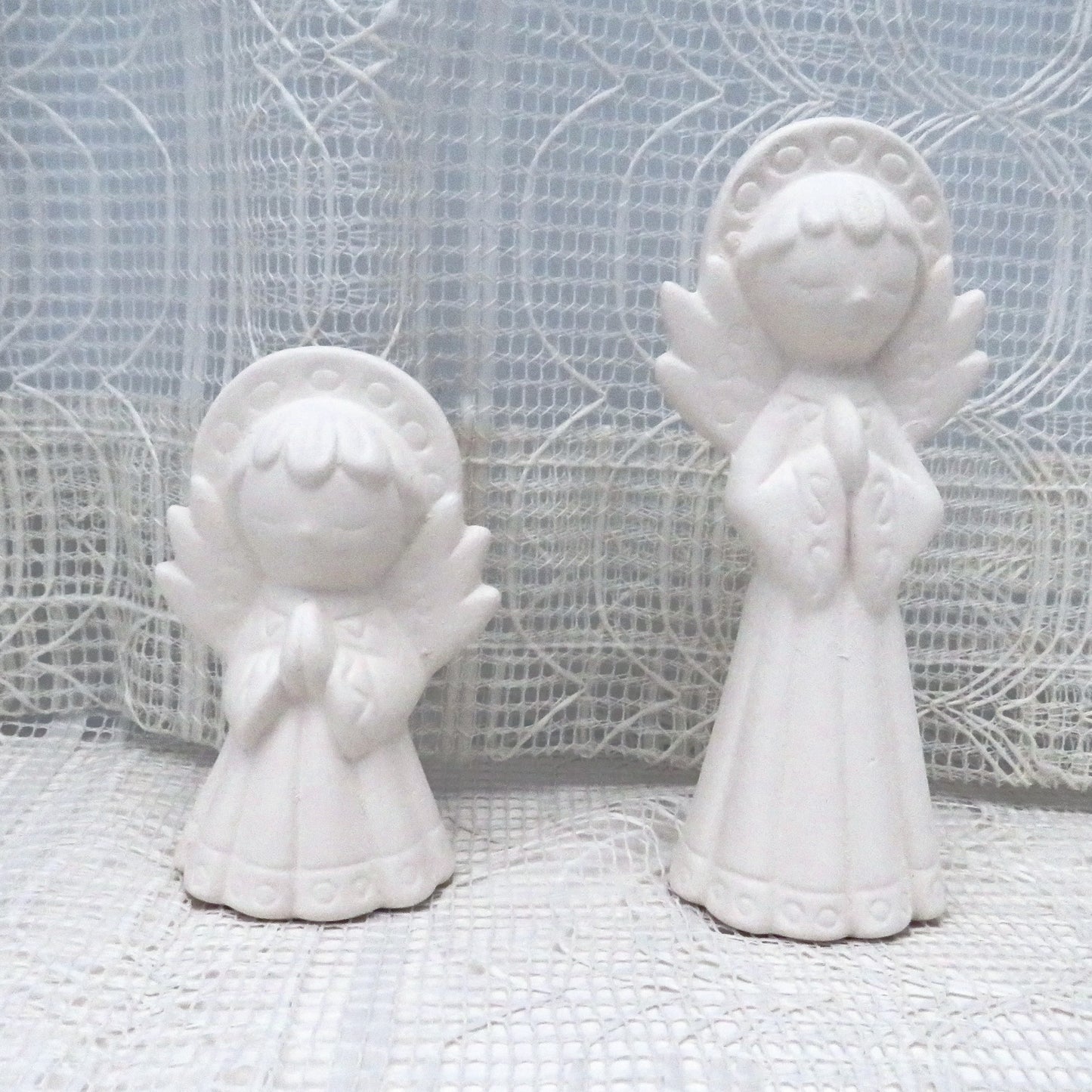 Unpainted Ceramic Angel Figurines / Bisque Angel Statues / Angel Decor / Angel Lover Gift / Ceramics to Paint / Ready to Paint / Paintable