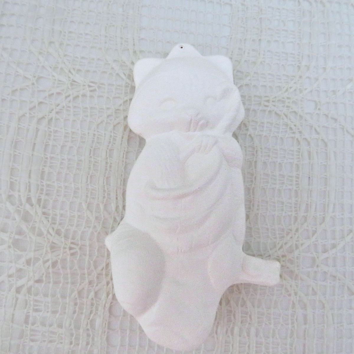 Handmade Paintable Ceramic Ornaments, Raccoon & Puppy, Christmas Tree Decor, Ready to Paint, Paint Project for Family