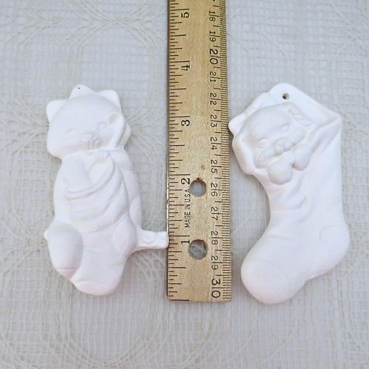 Handmade Paintable Ceramic Ornaments, Raccoon & Puppy, Christmas Tree Decor, Ready to Paint, Paint Project for Family