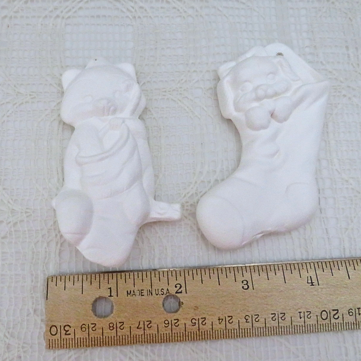 Handmade Paintable Ceramic Ornaments, Raccoon & Puppy, Christmas Tree Decor, Ready to Paint, Paint Project for Family