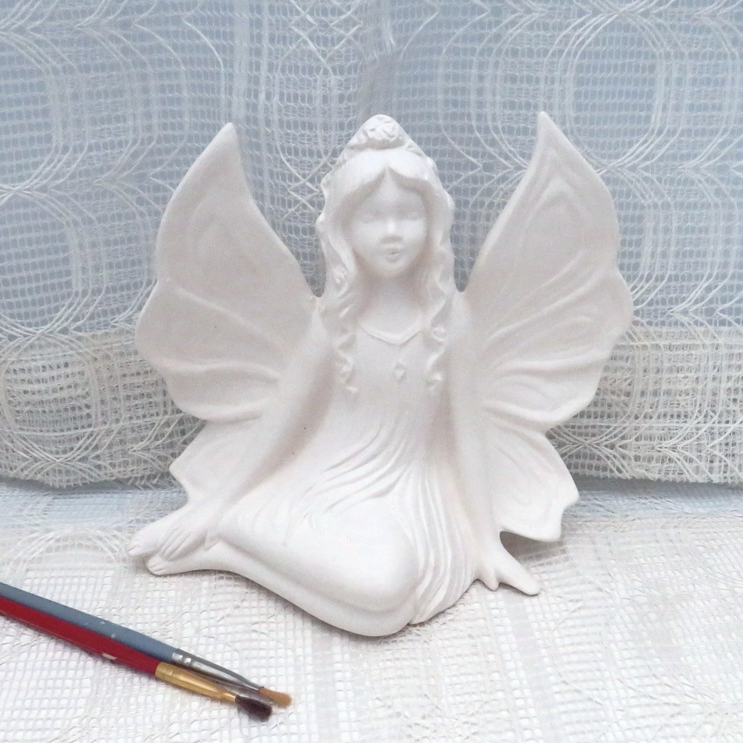 Unpainted Ceramic Fairy Figurine, Ceramics to Paint, Fairy Statue, Ceramic Bisque, Bisqueware,  Ready to Paint Ceramics, Fairy Core