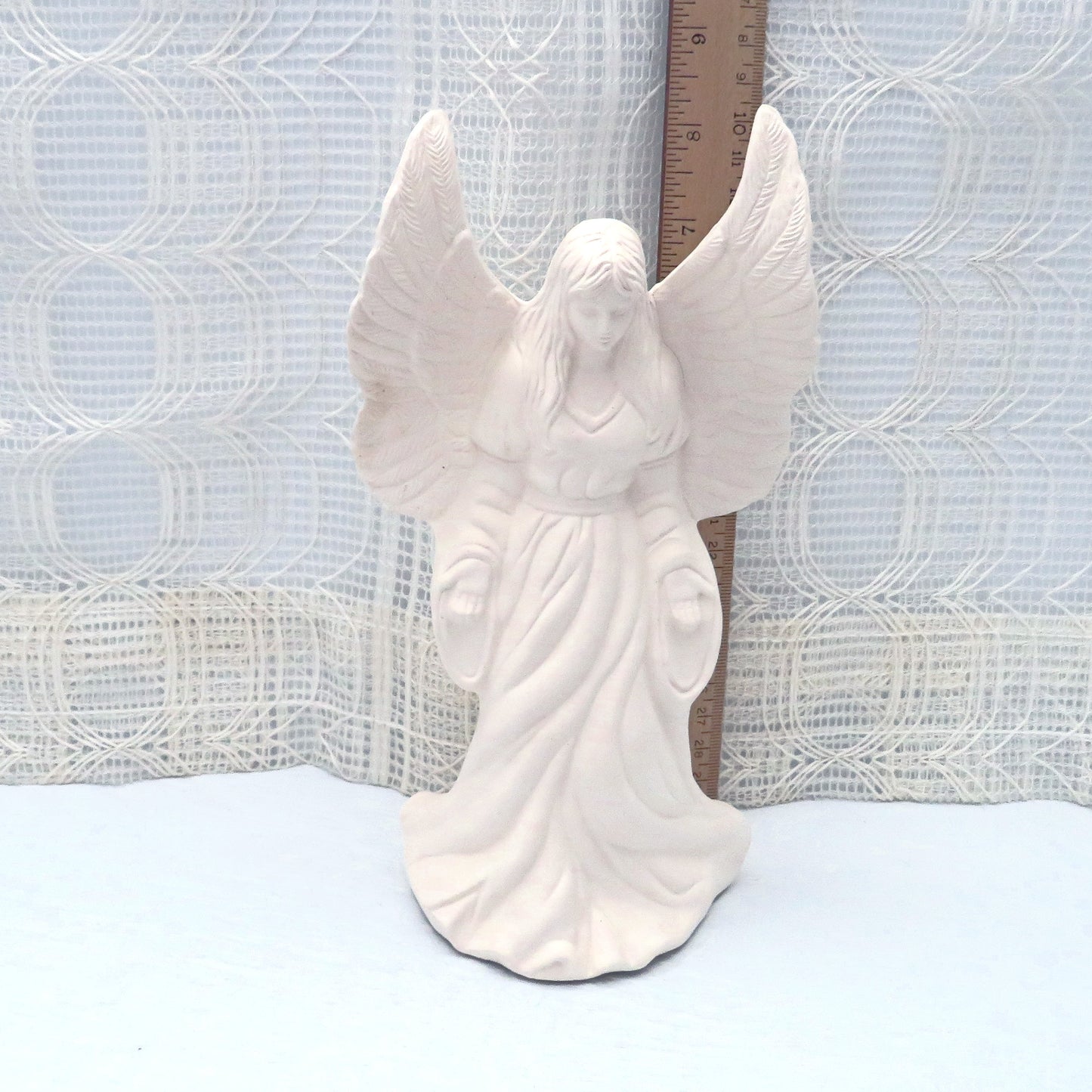 Handmade Ceramic Standing Angel Figurine, Unpainted Ceramic Bisque Angel Statue, Ready to Paint Ceramics, Angel Gift