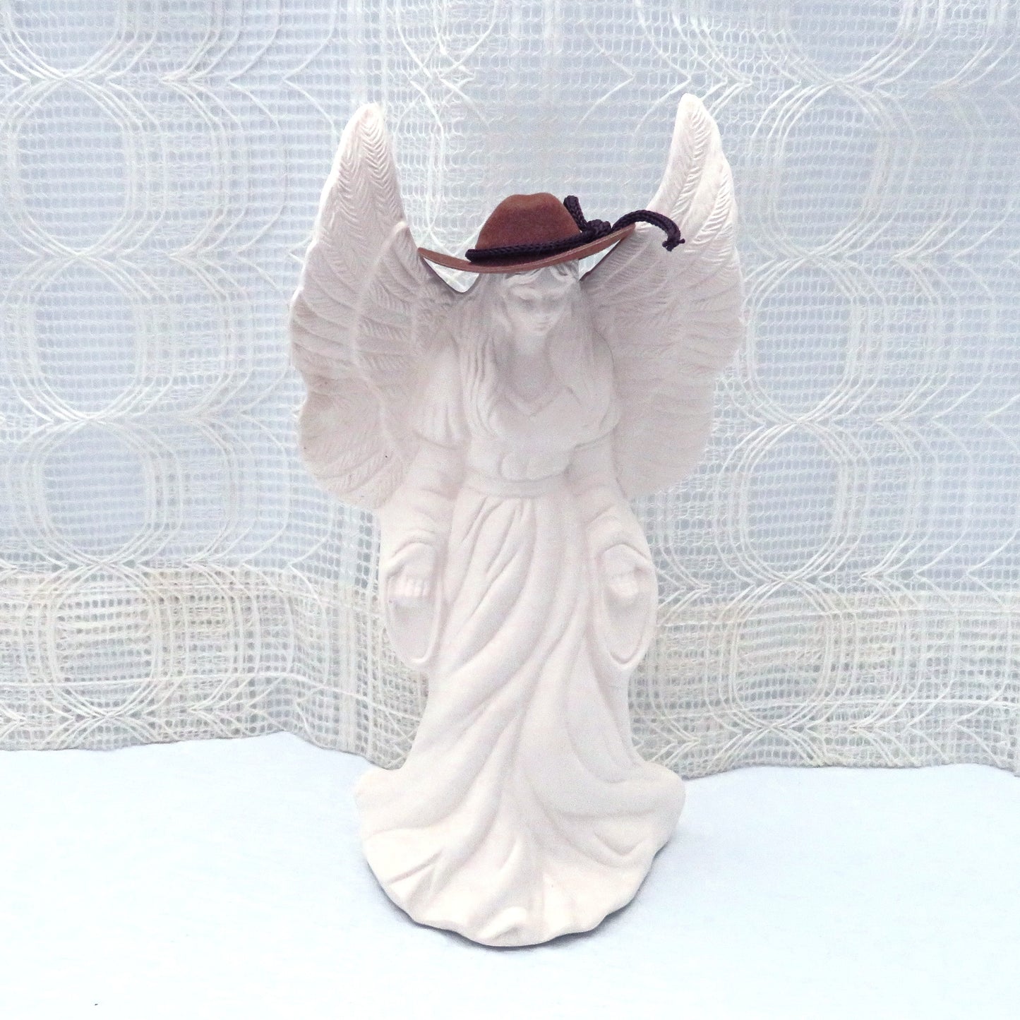 Handmade Ceramic Standing Angel Figurine, Unpainted Ceramic Bisque Angel Statue, Ready to Paint Ceramics, Angel Gift