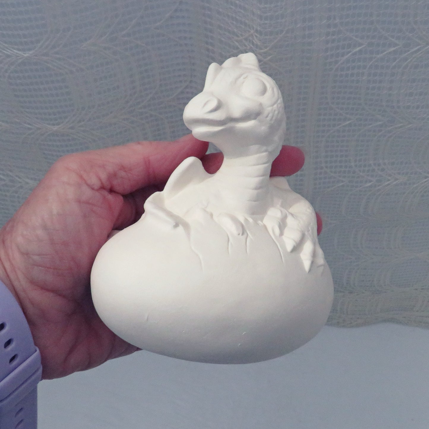 Handmade Unpainted Ceramic Baby Dragon with Egg Figurine, Paintable Baby Dragon Statue, Dragon Decor, Dragon Gift