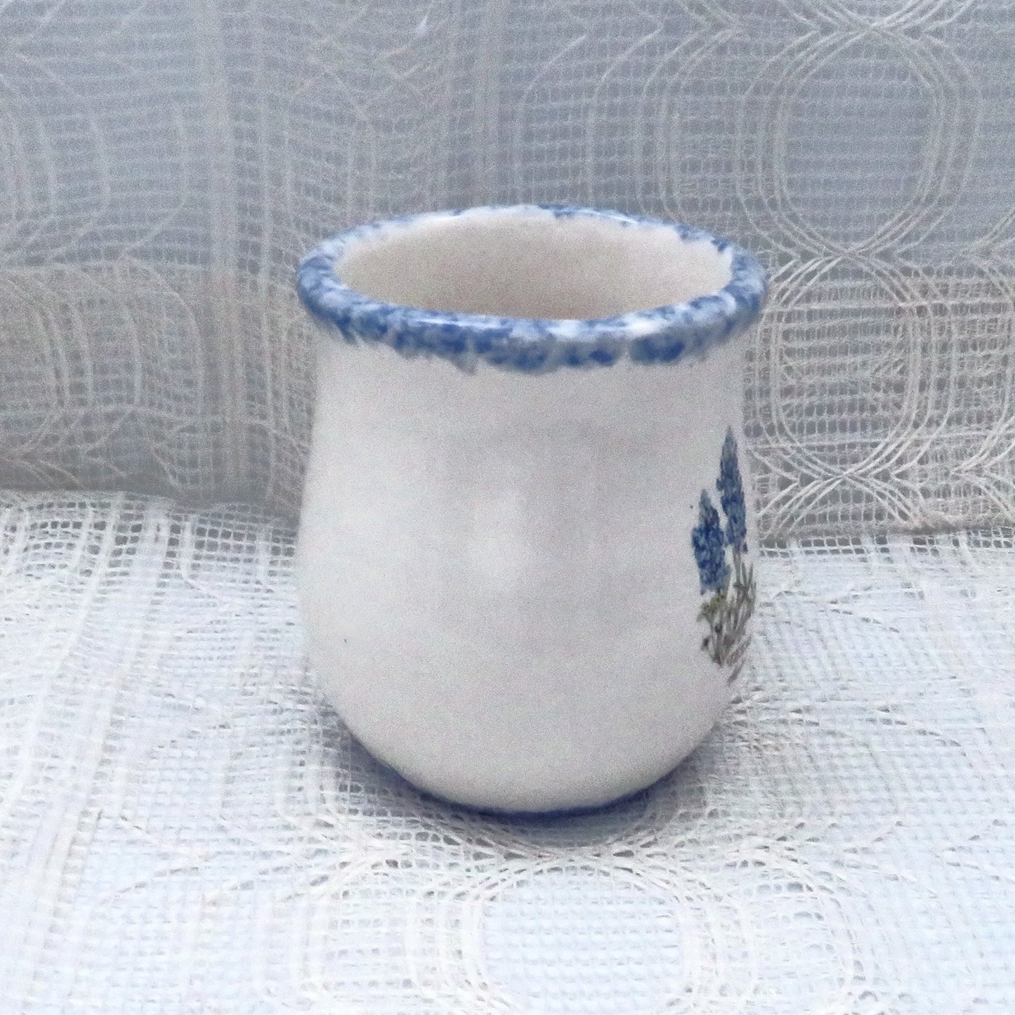 Handmade Ceramic Coffee Mug, Coffee Cup, Tea Cup, Bluebonnet Mug,  Floral Cup, Texas Decor, Made in Texas, Texas Gift, White and Blue Cup