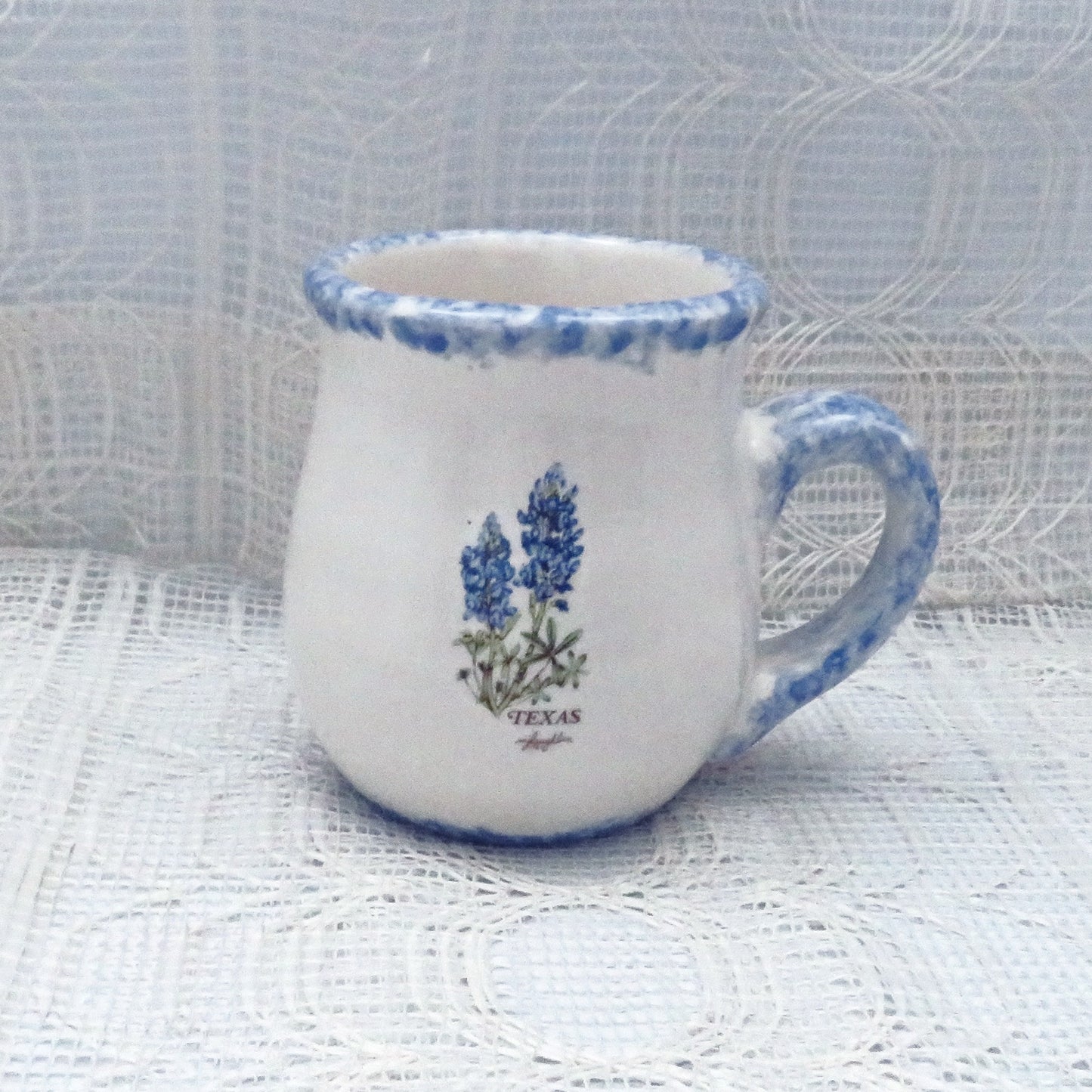 Handmade Ceramic Coffee Mug, Coffee Cup, Tea Cup, Bluebonnet Mug,  Floral Cup, Texas Decor, Made in Texas, Texas Gift, White and Blue Cup
