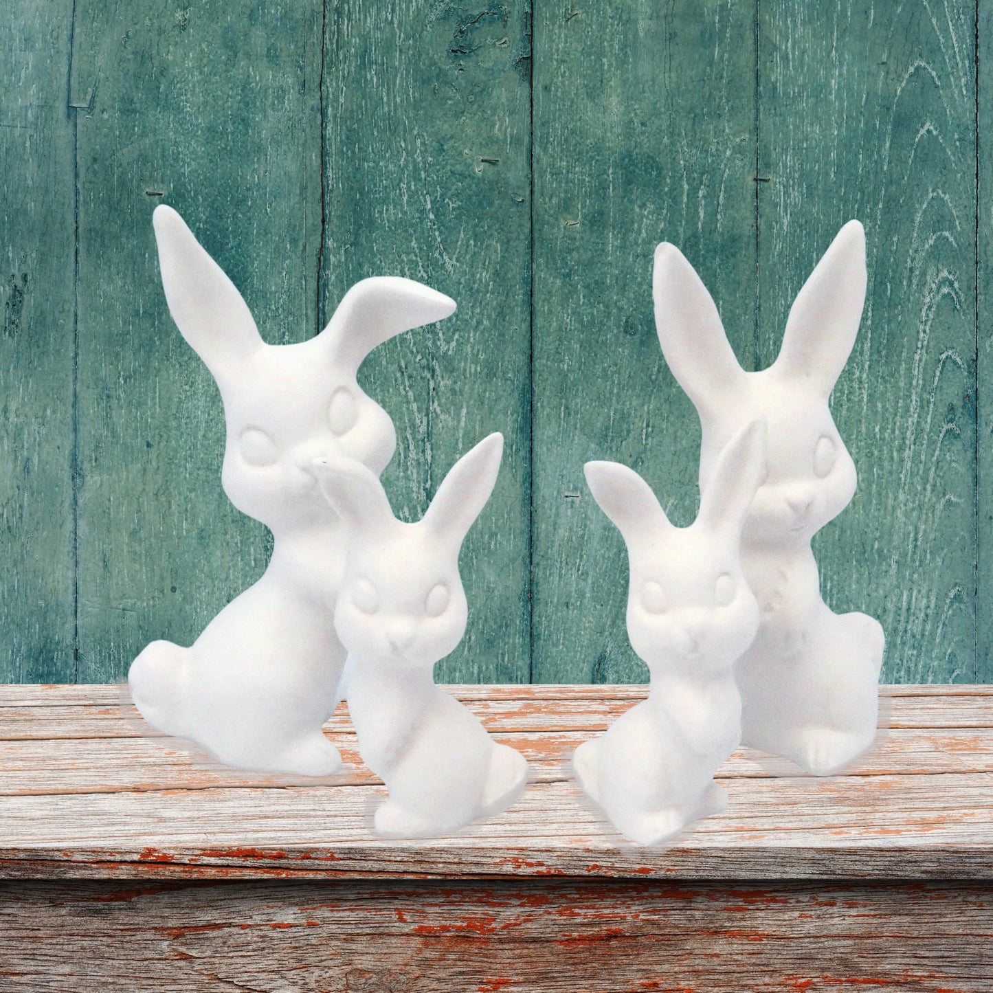 Handmade Set of 4 Ready to Paint Ceramic Bunny Figurines for Bunny Lover Gift