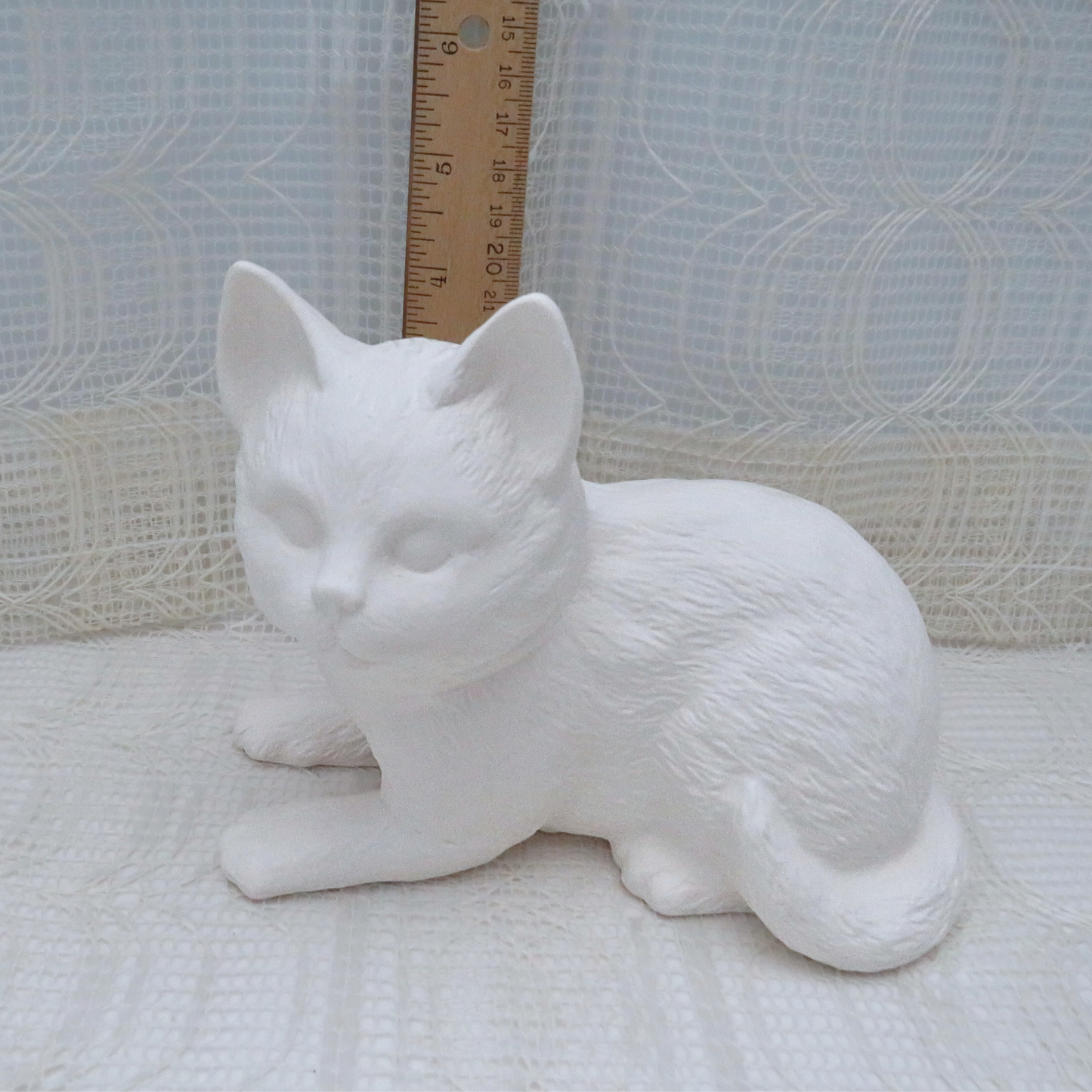 Ready to Paint Ceramic Bisque Cat Figurine / Ceramics to Paint / Paintable Cat Statue / Cat Decor / Cat Gift / Cat Mom / Unpainted Bisque
