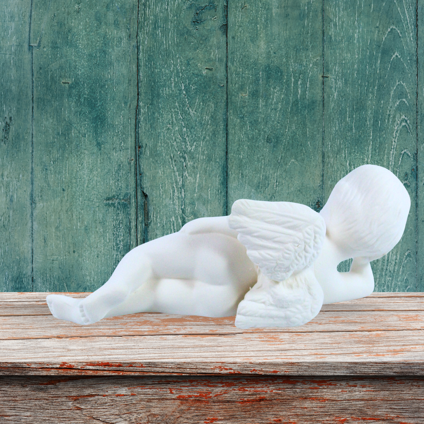 Handmade Ready to Paint Ceramic Cherub Angel Figurine Lying On His Side, Angel Decor, Angel Gift, Paintable Ceramic Cherub Statue