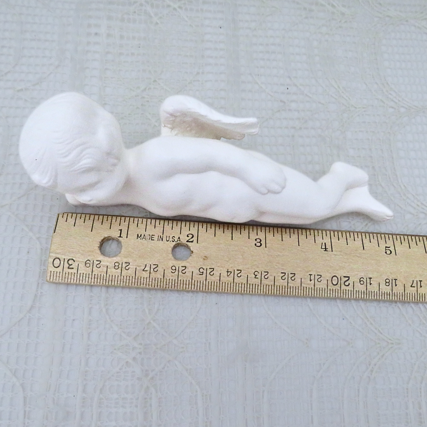 Handmade Ready to Paint Ceramic Cherub Angel Figurine Lying On His Side, Angel Decor, Angel Gift, Paintable Ceramic Cherub Statue