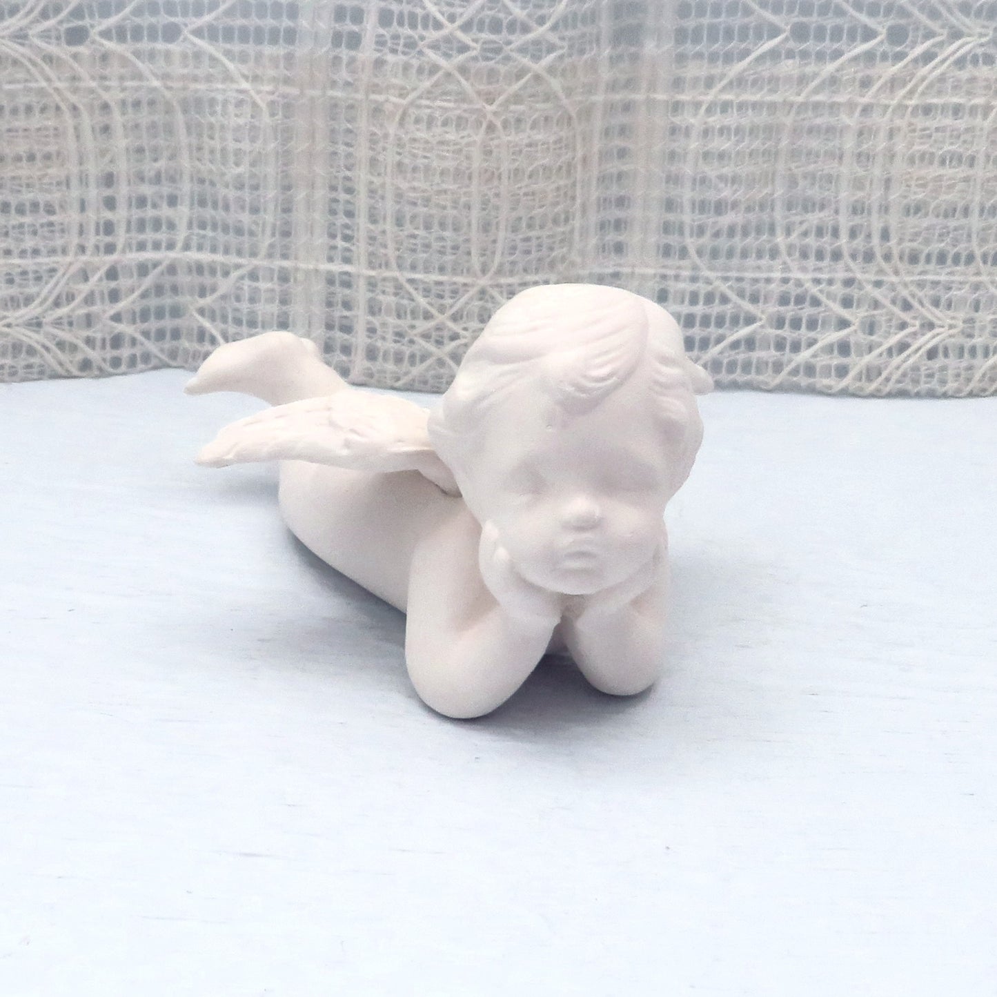 Unpainted Ceramic Angel / Ceramic Bisque / Ready to Paint  / Cherub Angel / Angel Figurine / Ceramic Angel Statue / Ceramics To Paint