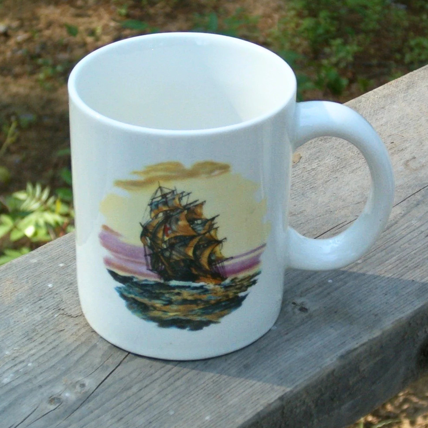 Handmade Nautical Style Coffee Mug with Clipper Ship, 11 Ounce Coffee Cup