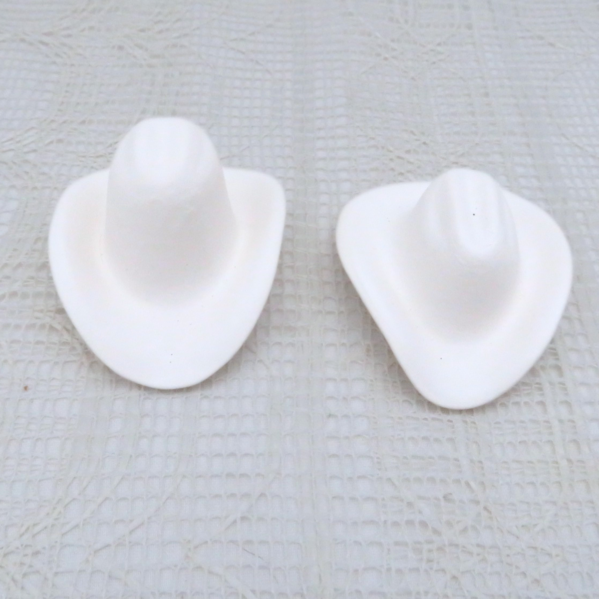 Handmade Unpainted Ceramic Bisque Cowboy Hats / Set of 2 Ceramic Hats To Paint / Ready to Paint / Cowboy Decor / Cowboy Gift