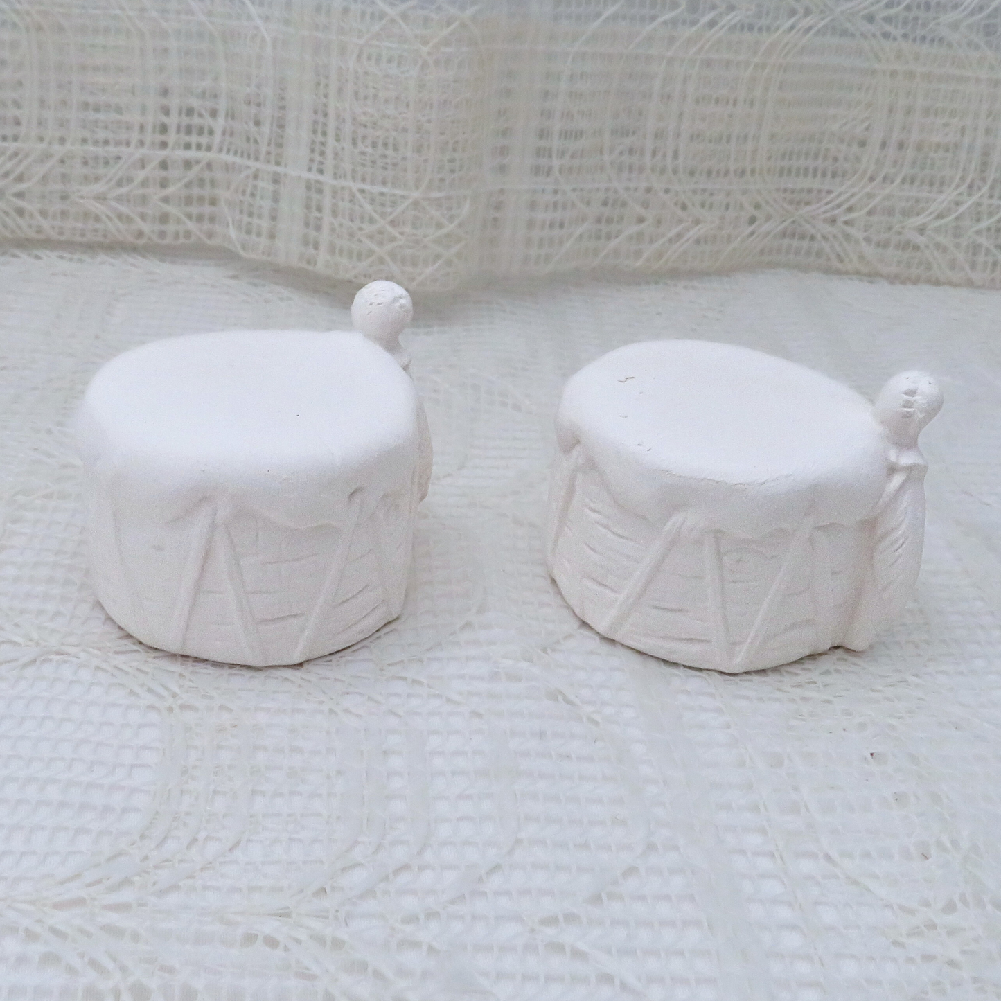 Unpainted Ceramic Bisque Drum Figurine, Ceramic Paint Project, Paintable Ready to Paint Drum Statues, Southwest Decor