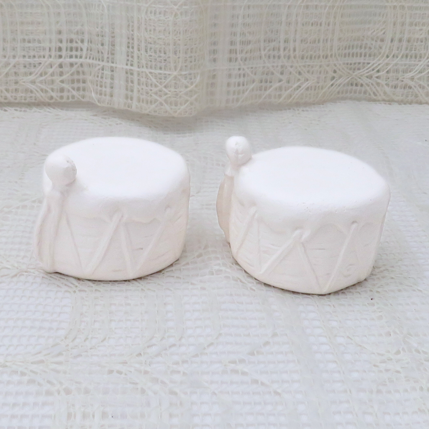 Unpainted Ceramic Bisque Drum Figurine, Ceramic Paint Project, Paintable Ready to Paint Drum Statues, Southwest Decor