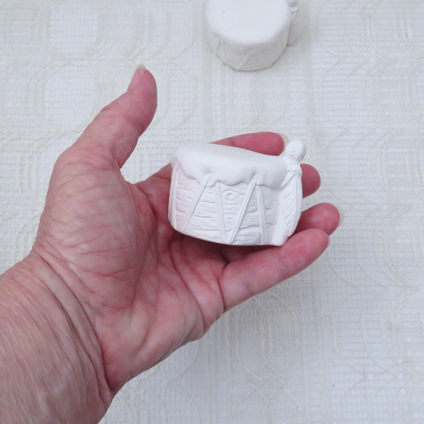 Unpainted Ceramic Bisque Drum Figurine, Ceramic Paint Project, Paintable Ready to Paint Drum Statues, Southwest Decor
