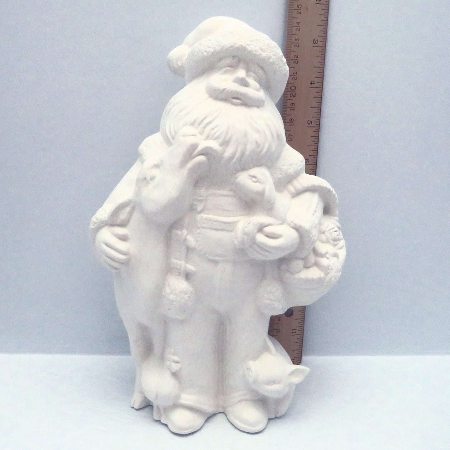 Unpainted Ceramic Bisque Santa Clause Figurine, Santa Statue, Farmer Santa Figurine, Christmas Decor, Santa Decor, Santa With Animals
