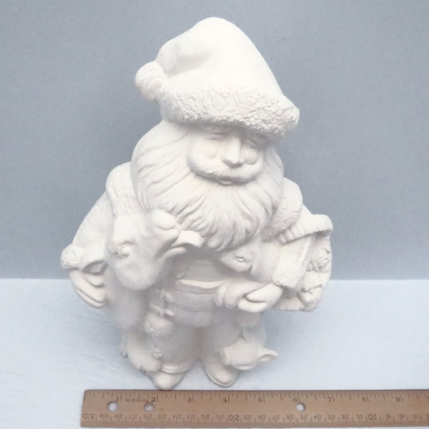 Unpainted Ceramic Bisque Santa Clause Figurine, Santa Statue, Farmer Santa Figurine, Christmas Decor, Santa Decor, Santa With Animals