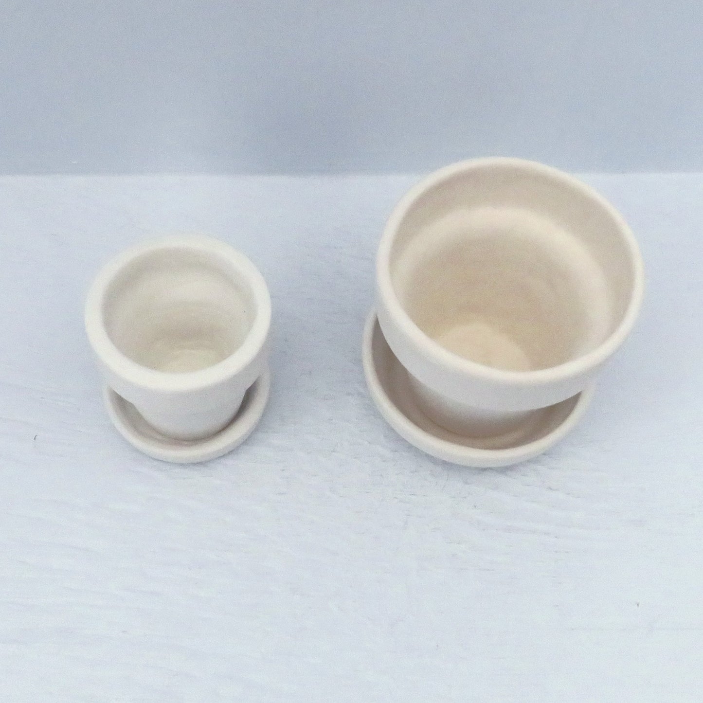 Small Ready to Paint Flower Pots, Set of 2 Unpainted Ceramic Pots for Plants