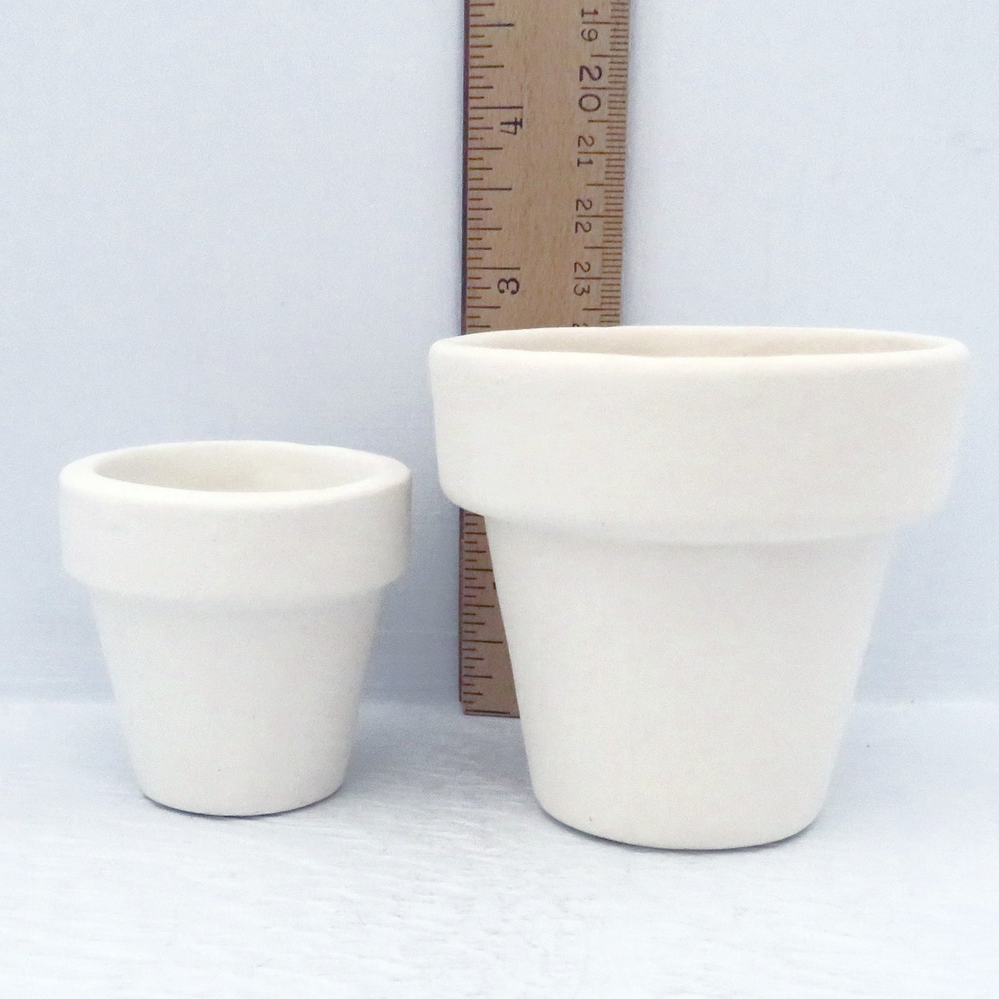Small Ready to Paint Flower Pots, Set of 2 Unpainted Ceramic Pots for Plants